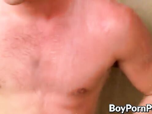 Gay lovers Alex & Jake sexy ass pumping while taking a shower