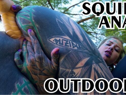 Alternative teen ASS FUCKING masturbation IN PUBLIC, naughty chick SQUIRT outdoors, goth, ass fucking gape, tattoo