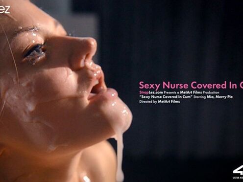 Her strapless dildo squirts all over her GF's charming face