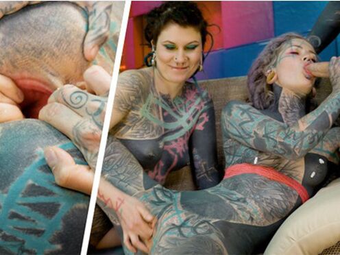 alternative TEENS fuck with TATTOED guy, huge cock, sloppy blowjob, threeway, ASS PUMPING GAPES, ASS TO MOUTH