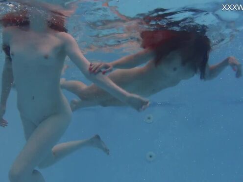 Anastasia Ocean & Marfa are naked underwater