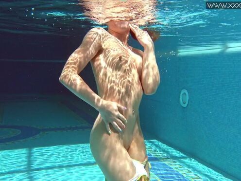 Charming wifey gets naked quickly in the pool