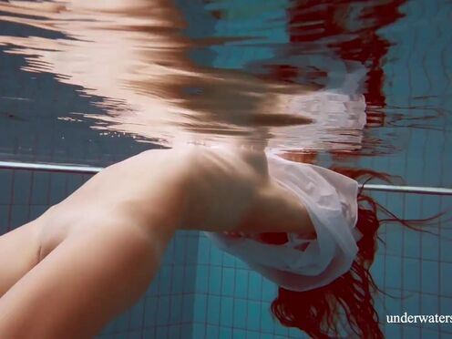 Big natural tits hot girl Lola underwater swimming