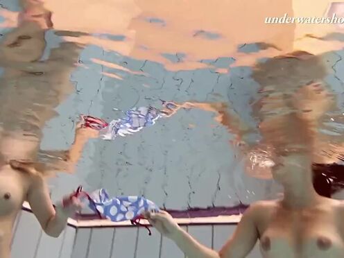 Russian sexy teens swim nude underwater