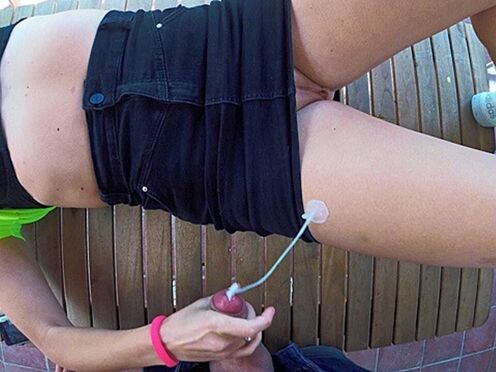 Charming COUGAR Two Huge Cumshots Outdoors Handjob