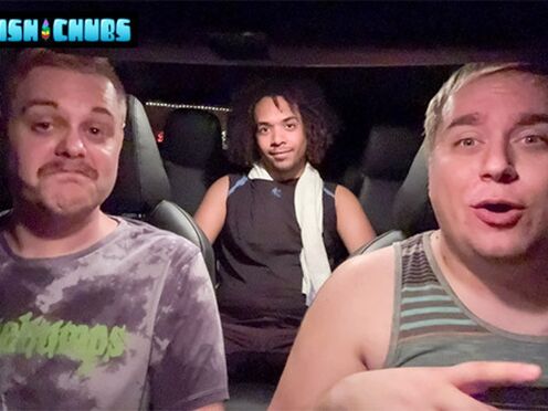 Two chubby gays tease curly Marcos & his big dick