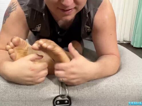 Bound ebony jock Dallas endures foot worship & tickling