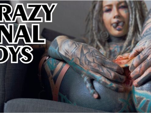 big SQUIRT from Tattoo chick in High heels - hard ASS FUCKING strech - ASS TO MOUTH, big dildos, GAPE, prolapse play