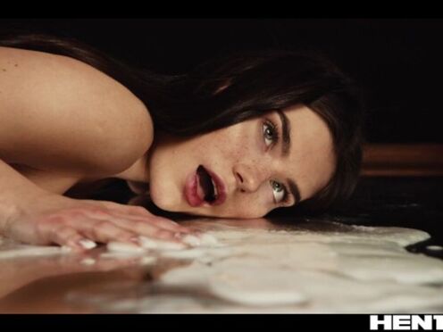 Real Life Hentai - Babe fucks another herself in the mirror with huge double dildo