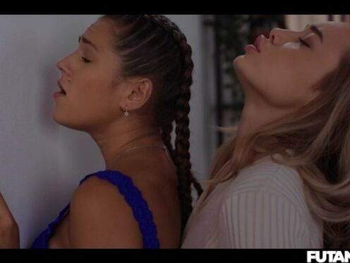 Young blonde futa fuck hard her hot friend with huge creampie