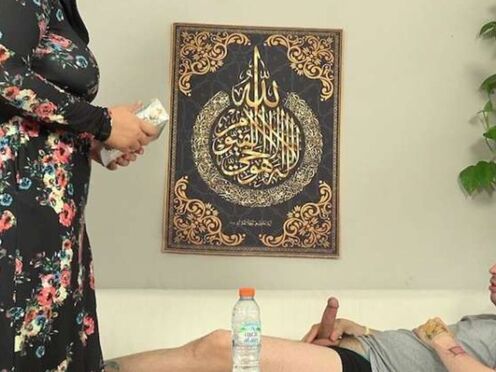 A big breasted female in a hijab got a really hard gift