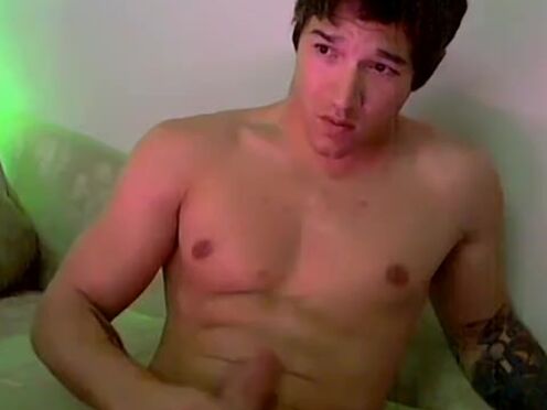 Handsome young jock Jizzy McBone masturbates hard prick solo