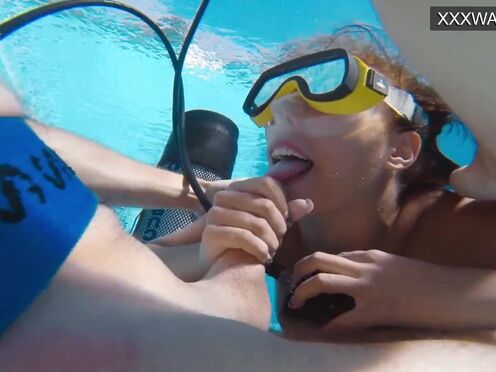 Polina Rucheyok gets ravaged hard in her mouth underwater