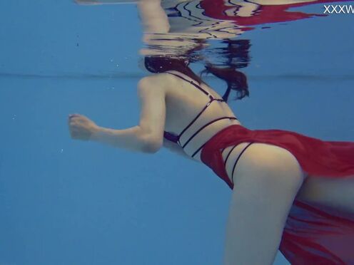 Marfa is adorable introverted Russian pornstar who gets naked in the pool