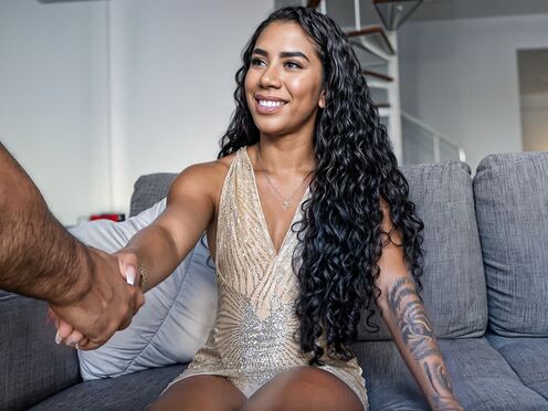 Big booty Brazilian with hot tan lines mounts a huge white dick after dancing