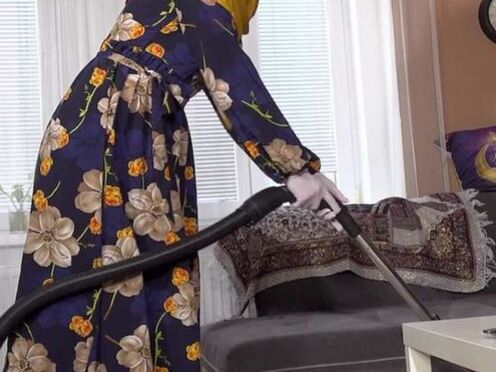 She is too lazy Muslim cleaning female