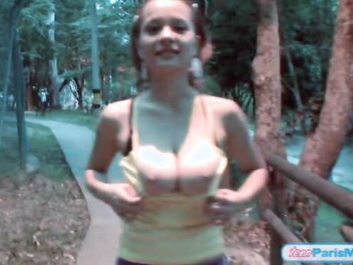Teen with giant titties gets them out