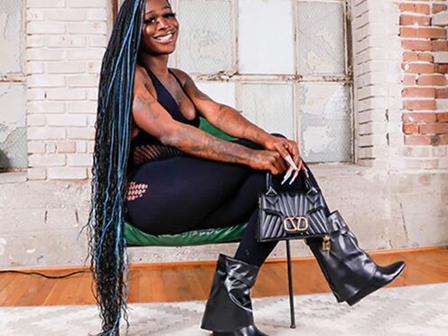 BLACK TGIRLS - Ebony Tgirl with huge tits & dick masturbates
