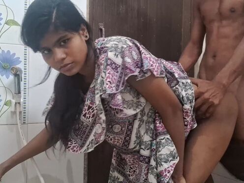 Adorable Indian Teen Couple Engaged In Sexy Sex In University Bathroom