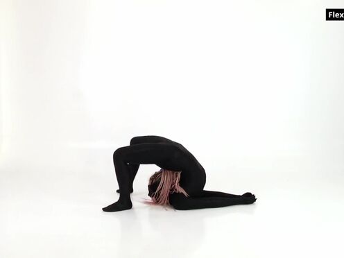 Ebony latex & braids very sexy Russian flexible teenie