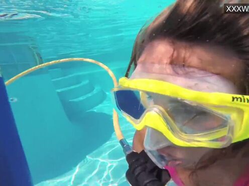 Platinum blonde Irina super hot girl underwater