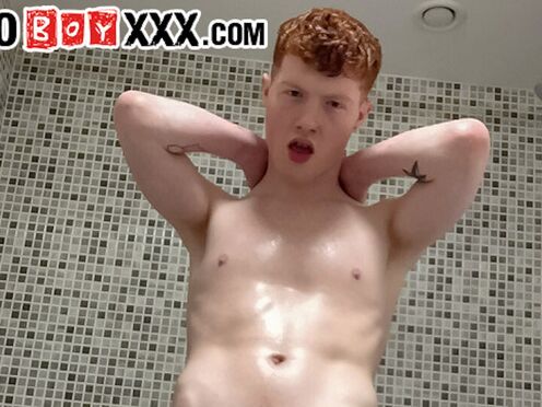 Ginger Spurts Cum While He Showers