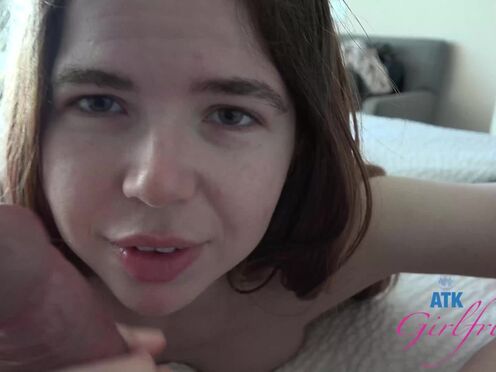 Charming & hot amateur girl Alina West sucks your prick to get nice & wet then you play with her shaved snatch