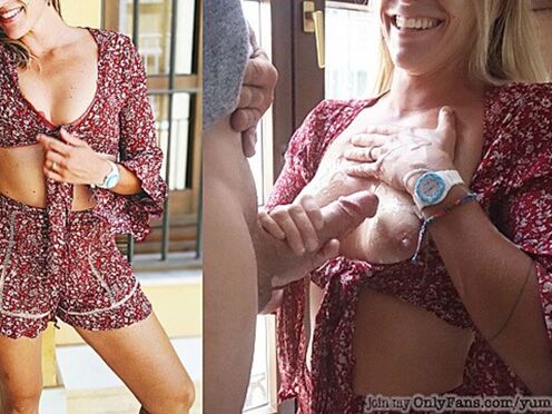 Insta Cutie 4K Cumshot - Before After Cum On Tits Handjob P-O-V YummyCouple