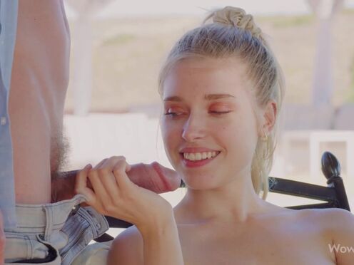 WOWGIRLS Pretty Russian model Freya Mayer getting a massage & then fucking this lucky guy outdoors