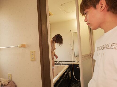 Horny Japanese STEPMOM gets a creampie after fucking her stepson