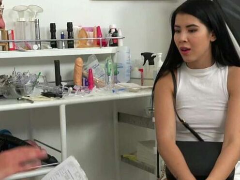 Sexy Czech brunette Lady Dee on gyno chair