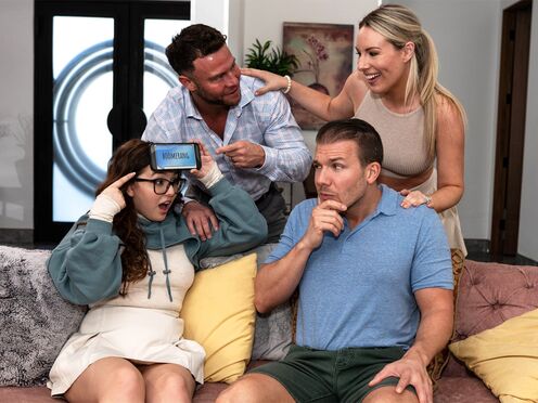 Chubby innocent teen has a foursome with her perverted stepfamily