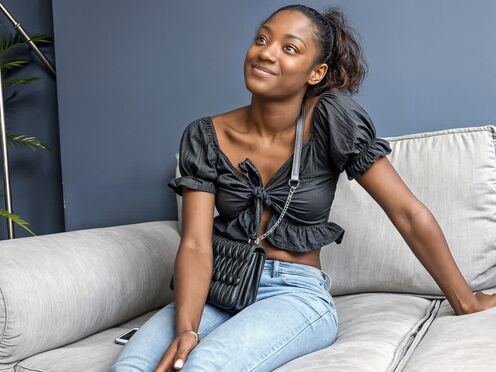 Fit ebony teen is seduced into blowing the casting agent & then some