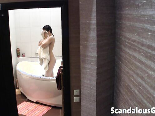 Rebecca rainbow showers & teases us