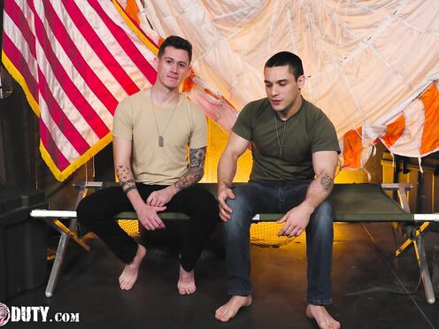 ActiveDuty - Unshaved Soldier Flip Fucks Inked Twink
