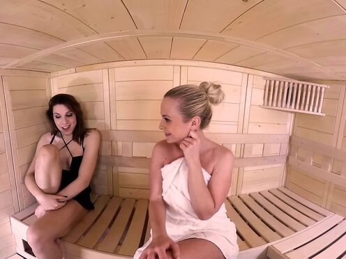 VRB T-GIRL Sauna threeway with T-girl GF & her friend VR Porn