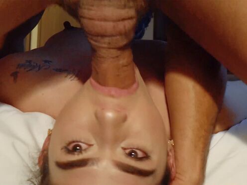 Sexy Latin teen gives a perfect blowjob & experienced rough face fuck