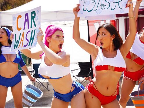 Lily Lou & Nicole Doshi's car wash rivalry turns steamy