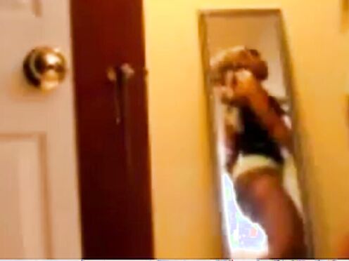 Hot tart dancing in mirror