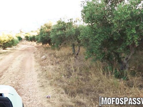 Naughty Kelly Aleman begs a massive cock dude to fuck her outdoors