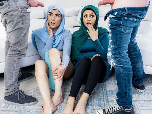 Curious Muslim girls explore desires with stepbrothers - Rose Darling, Nikki Slick