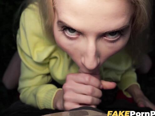 Blonde Vanessa Hillz revealed her boobs which made my meat hard enough to fuck h