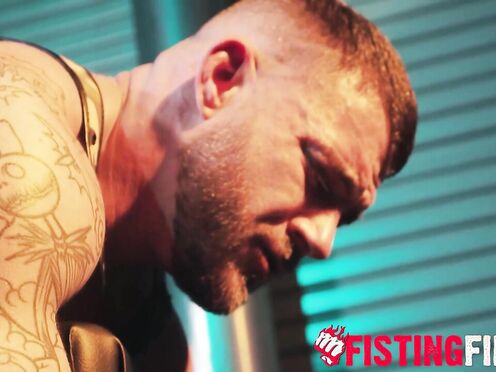 Bear muscle Drew Valentino destroys Tryp Bates unshaved hole