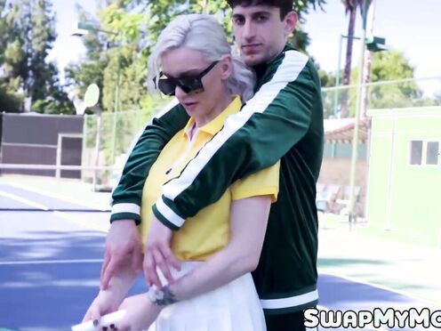 Friendly tennis match turns into a stepson swap with Stepmoms Kenzie Taylor & Mon