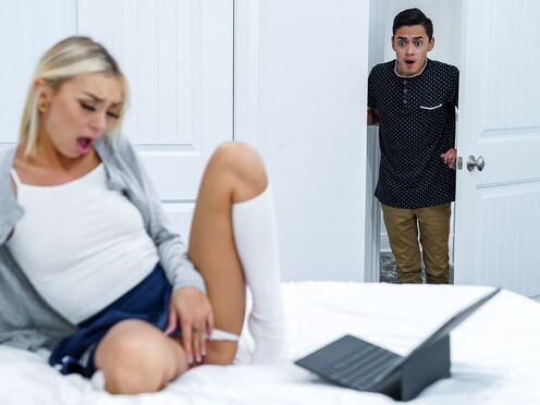 Stepborther catches Chloe Temple watching fauxcest porn, leading to a taboo stepsibling sex