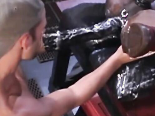 Over on a red workbench, Michael Brandon dives full-on into Simon Cox's beautiful