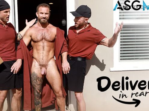 Sexy Delivery Hunks Spitroast Tattooed Client - Blain O'Connor, Bruce Jones, Colt S