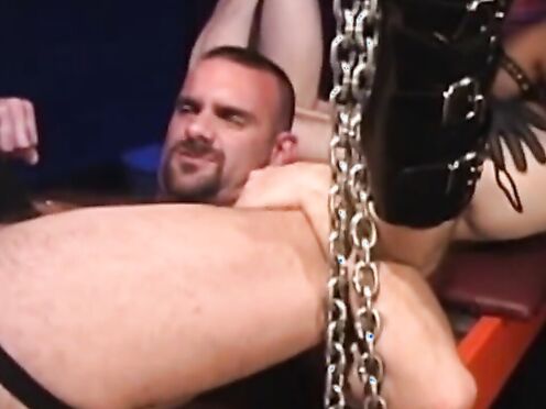 Four guys going at it full blast demolishing, groaning, deep fisting, stretching