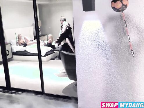 Sword fighting with blonde Chloe Temple & our stepdads turned into dick suckin