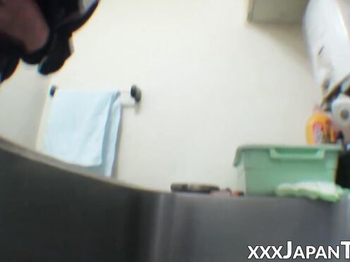 Homemade Asian smoking before unleashing butt gas solo